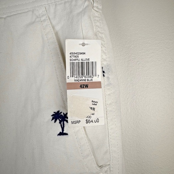 New $64 IZOD Men's‎ 42 Breeze Shorts Mazarine Blue White Palm Trees Flat Front - Picture 3 of 6